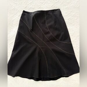 Cache Black A-Line Skirt with Stitch Detail